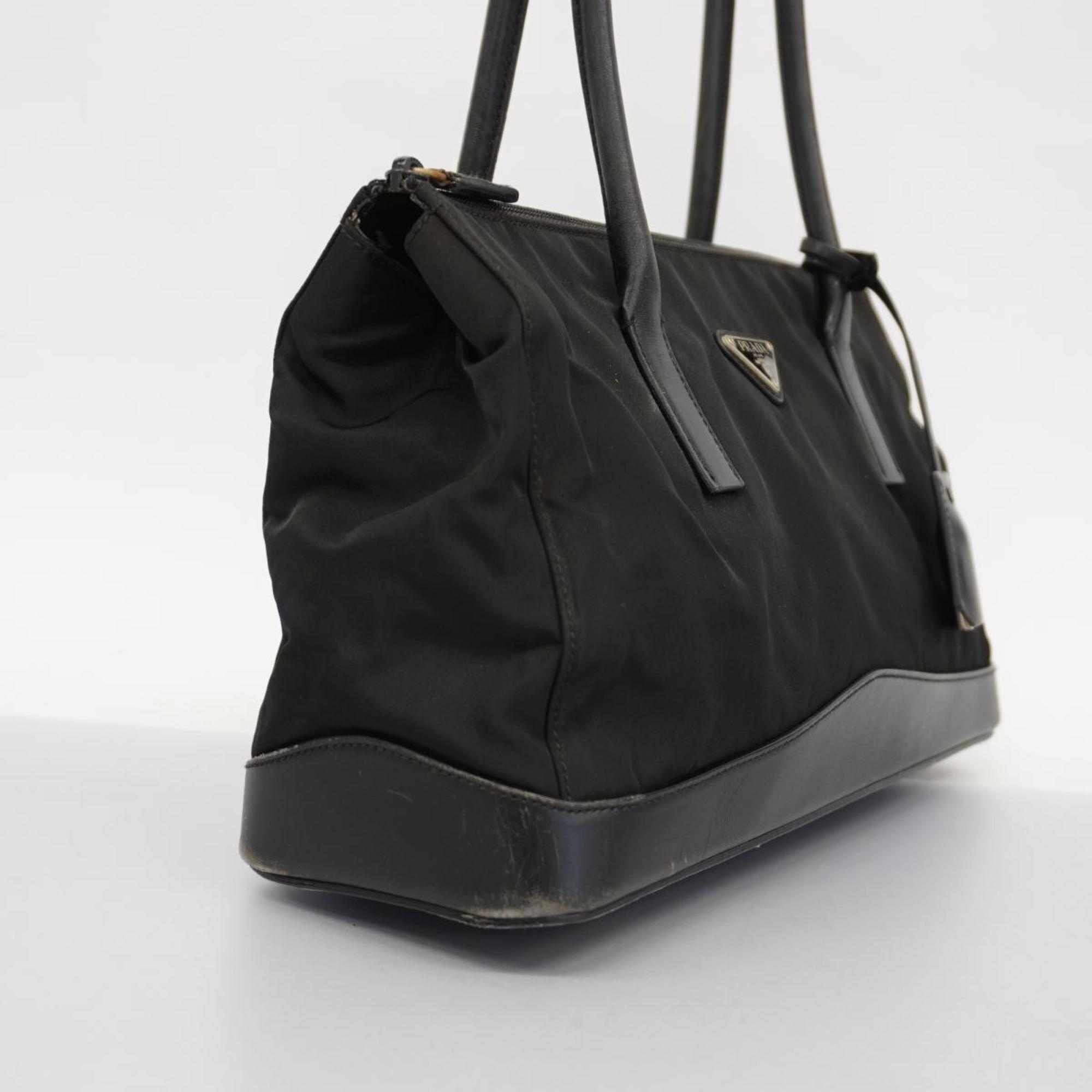 Prada Shoulder Bag Nylon Leather Black Women's