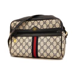 Gucci Shoulder Bag GG Supreme Sherry Line 010 378 Leather Navy Women's