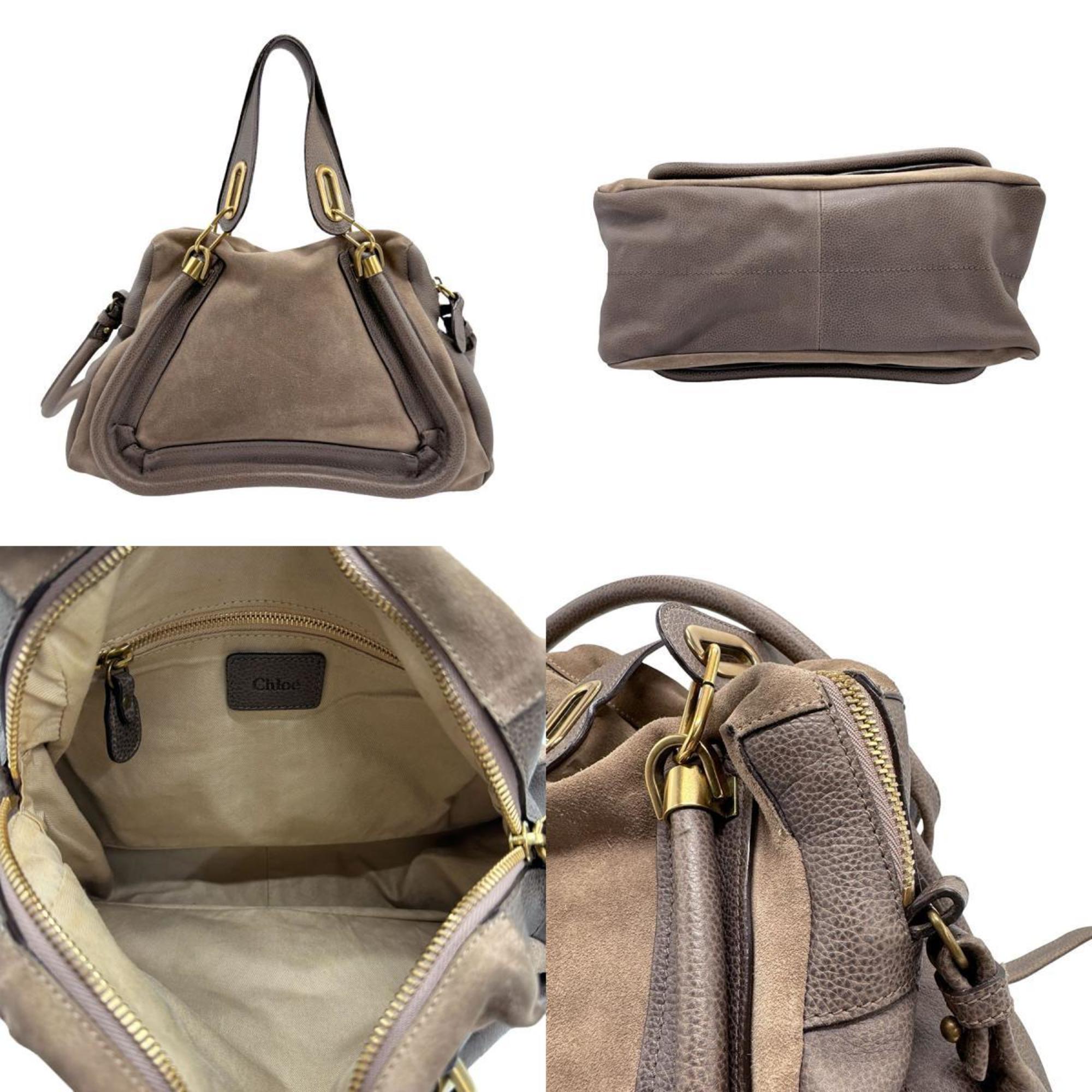 Chloé Chloe Shoulder Bag Handbag Paraty Suede Leather Brown Women's z1331