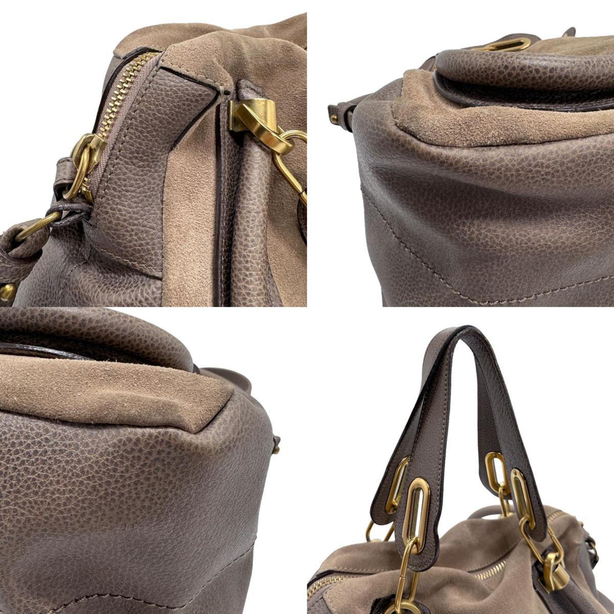 Chloé Chloe Shoulder Bag Handbag Paraty Suede Leather Brown Women's z1331
