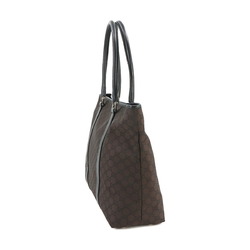 GUCCI GG Nylon Leather Brown Black 257304 Silver Hardware Tote Bag