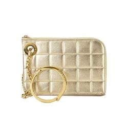 CHANEL Chocolate bar chain clutch bag, leather, gold hardware Bag