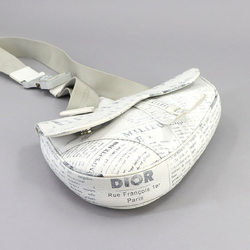 Christian Dior Newspaper Saddle Shoulder Bag Leather White Grey 1ADPO093YWL