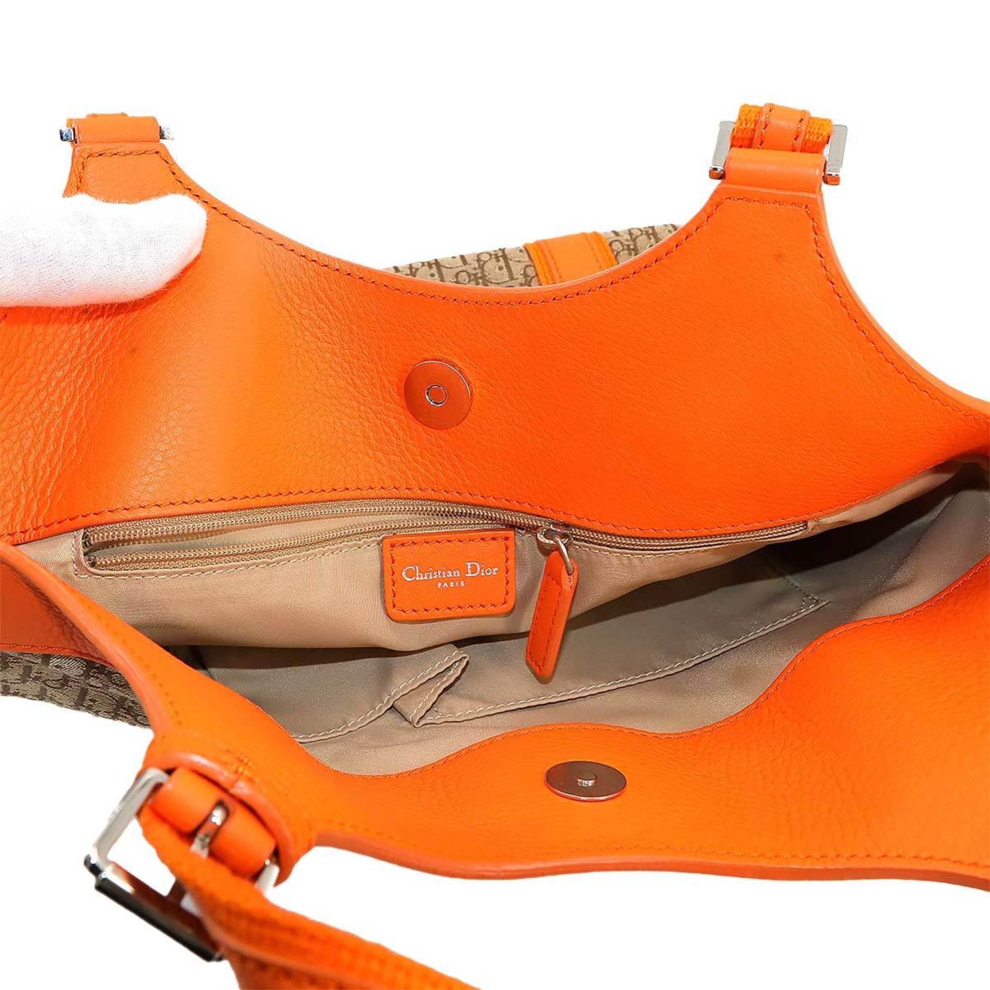 Christian Dior Diorissimo Street Chic Trotter Canvas Leather Orange Beige JCF44960 Bag