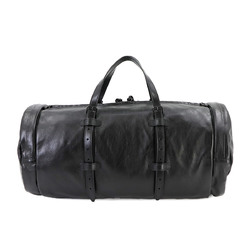 GUCCI Double G 2way Boston Shoulder Bag Leather Black 725699 GG