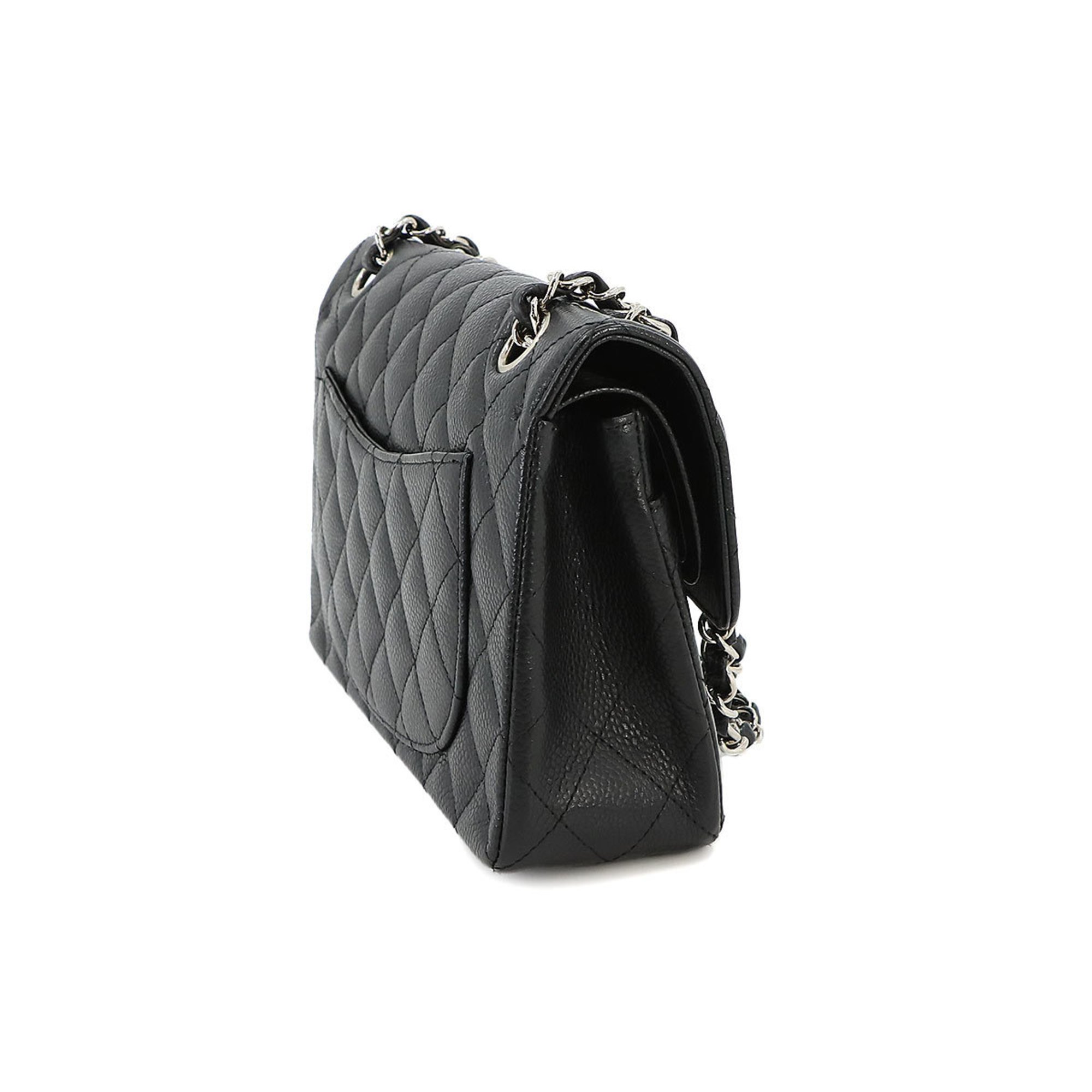 CHANEL Matelasse 23 Chain Shoulder Bag Caviar Skin Black A01113 Silver Hardware