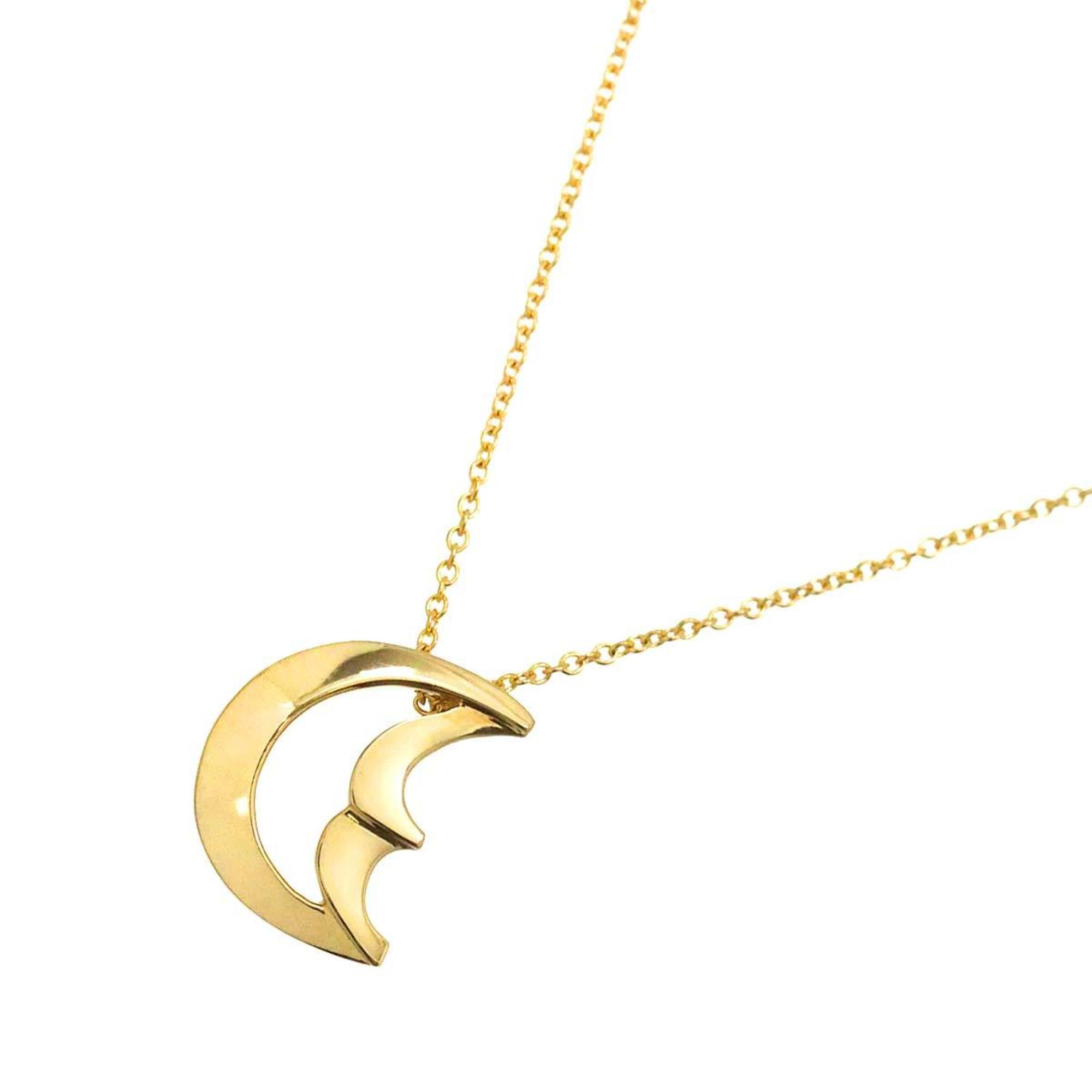 Tiffany & Co. Crescent Moon Necklace 41cm K18 YG Yellow Gold 750