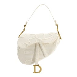 Christian Dior Saddle Shoulder Bag Canvas White M0446CWAH
