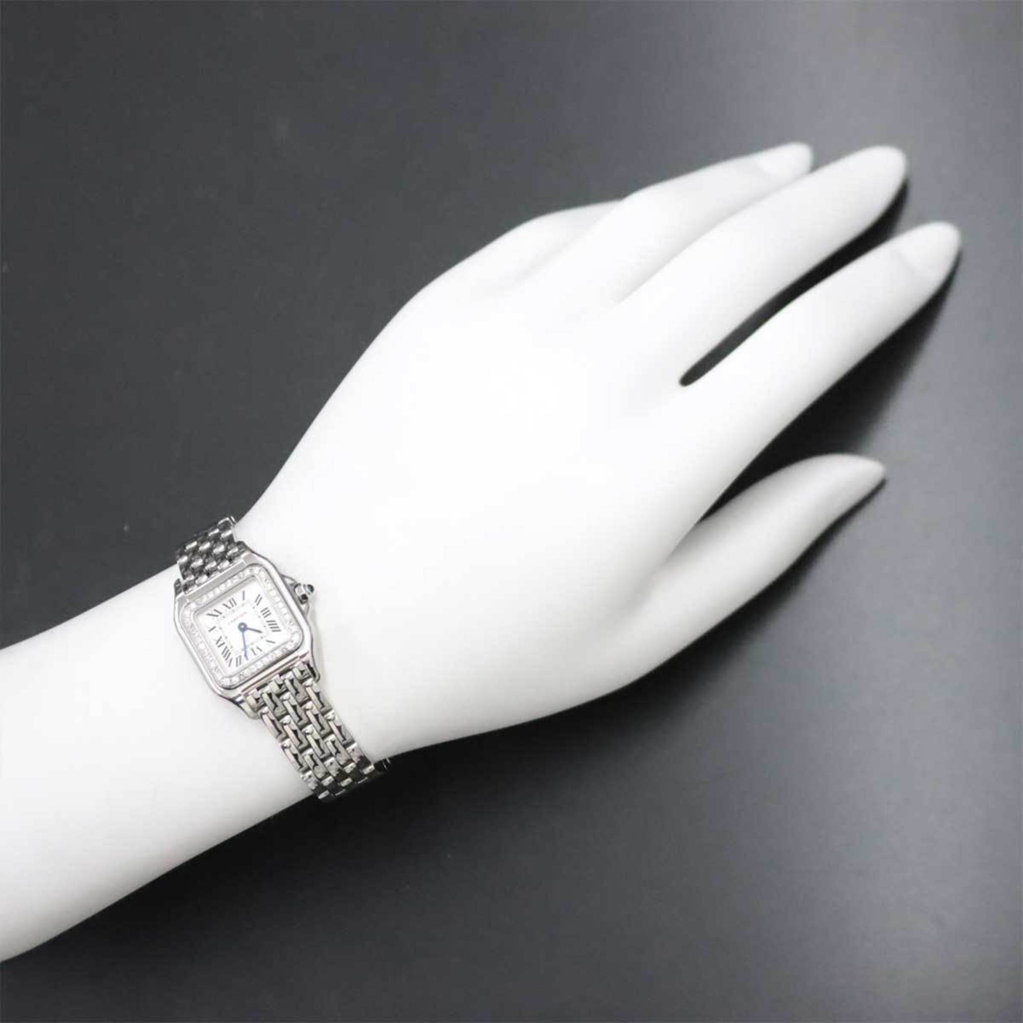 Cartier Panthere de SM Diamond Bezel W4PN0007 Women's Watch Silver Quartz