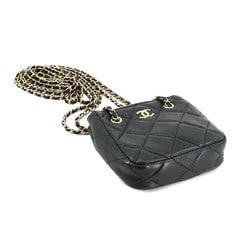 CHANEL Matelasse Clutch Chain Shoulder Bag Pochette Leather Black AP2547 Gold Hardware
