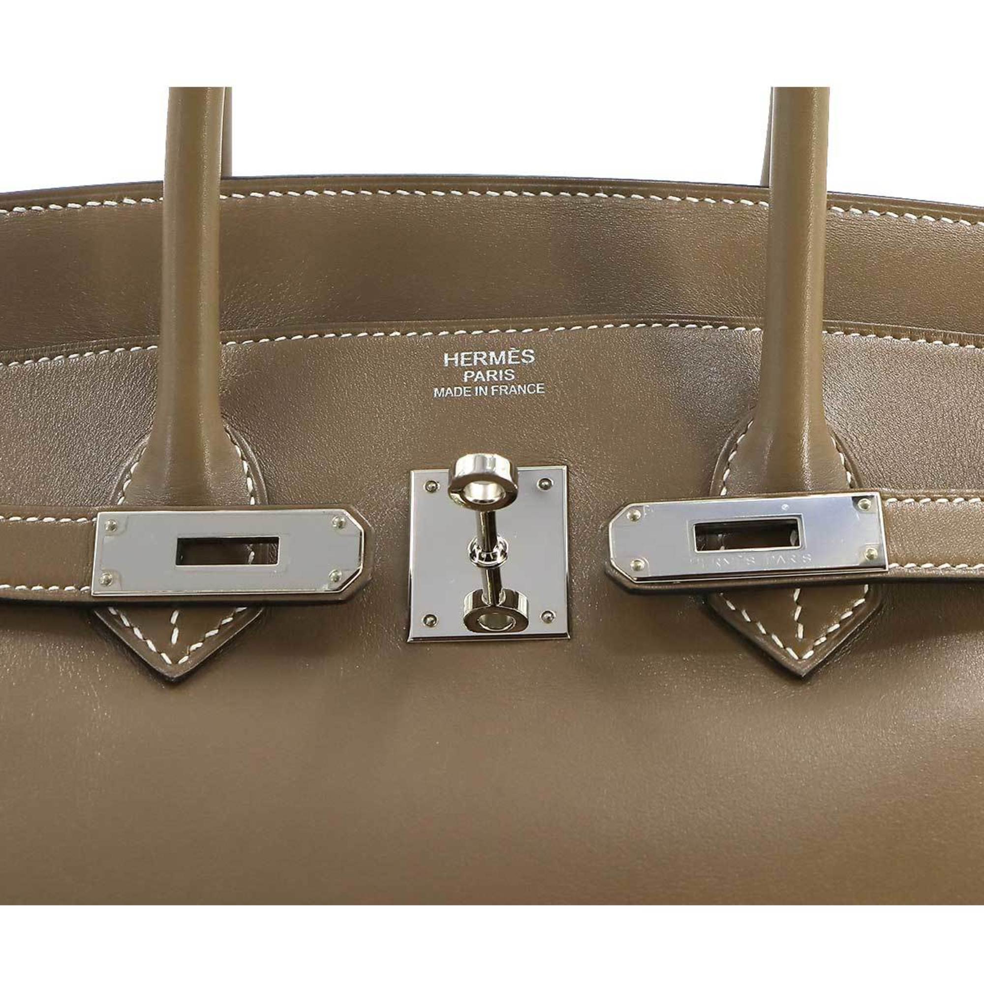Hermes HERMES Birkin 35 Handbag Swift Etoupe A Engraved Silver Hardware