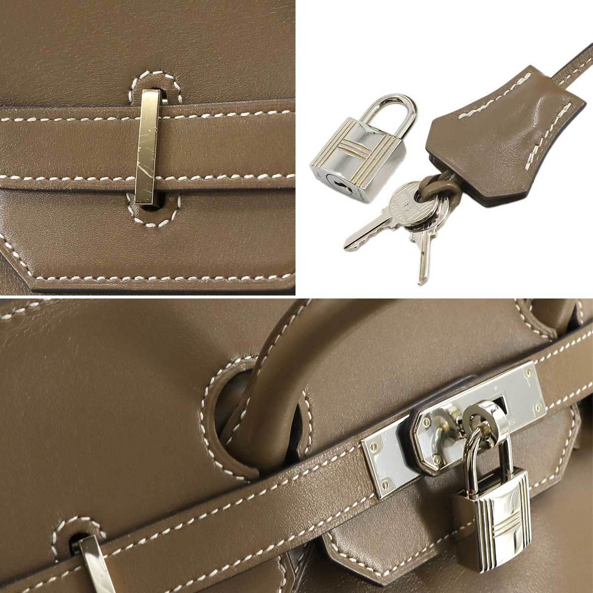 Hermes HERMES Birkin 35 Handbag Swift Etoupe A Engraved Silver Hardware