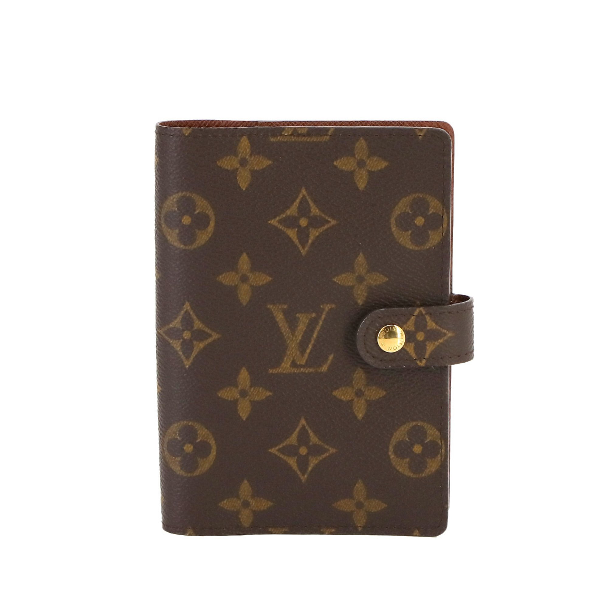 Louis Vuitton LOUIS VUITTON Monogram Agenda PM Notebook Cover Brown R20005 Gold Hardware