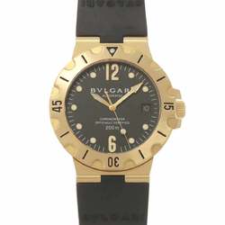 BVLGARI Diagono Scuba SD38G Men's Watch Date Black Dial K18YG Yellow Gold Automatic Self-Winding