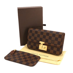 Louis Vuitton LOUIS VUITTON Damier Portefeuille Ascot Bi-fold Long Wallet Ebene Brown N63171