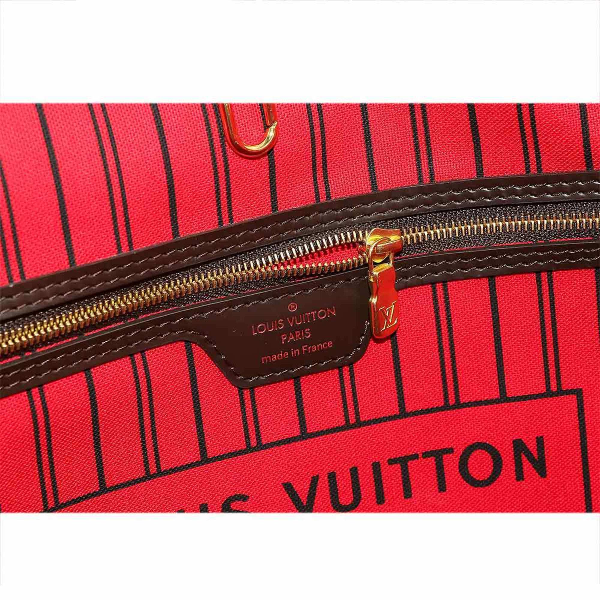 Louis Vuitton Damier Neverfull MM Ebene Cerise N41358 Brown Gold Hardware RFID