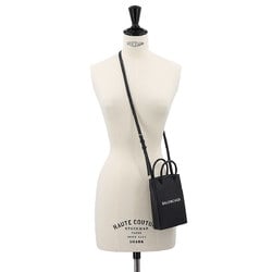 BALENCIAGA Phone Holder Shoulder Bag Leather Black 593826 Shopping