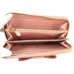 PRADA Ribbon Zipped Around Long Wallet in Saffiano Leather, Pink, 1M0506