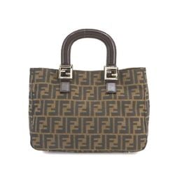 FENDI Zucca Tote Bag in brown and black with pattern leather, 26329 silver hardware