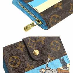 Louis Vuitton LOUIS VUITTON Monogram Groom Compact Zip Bi-fold Wallet Brown Blue M60036