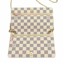 Louis Vuitton LOUIS VUITTON Summer Trunk Damier Azur Pochette Weekend Chain Shoulder Bag N60108 Gold Hardware Week End