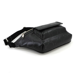 GUCCI GG embossed belt bag, body leather, black, 645093, silver hardware, Embossed Belt Bag