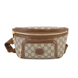 Gucci GG Large Belt Bag Body Waist Pouch Supreme Leather Beige Brown 733240 Gold Hardware Ophidia