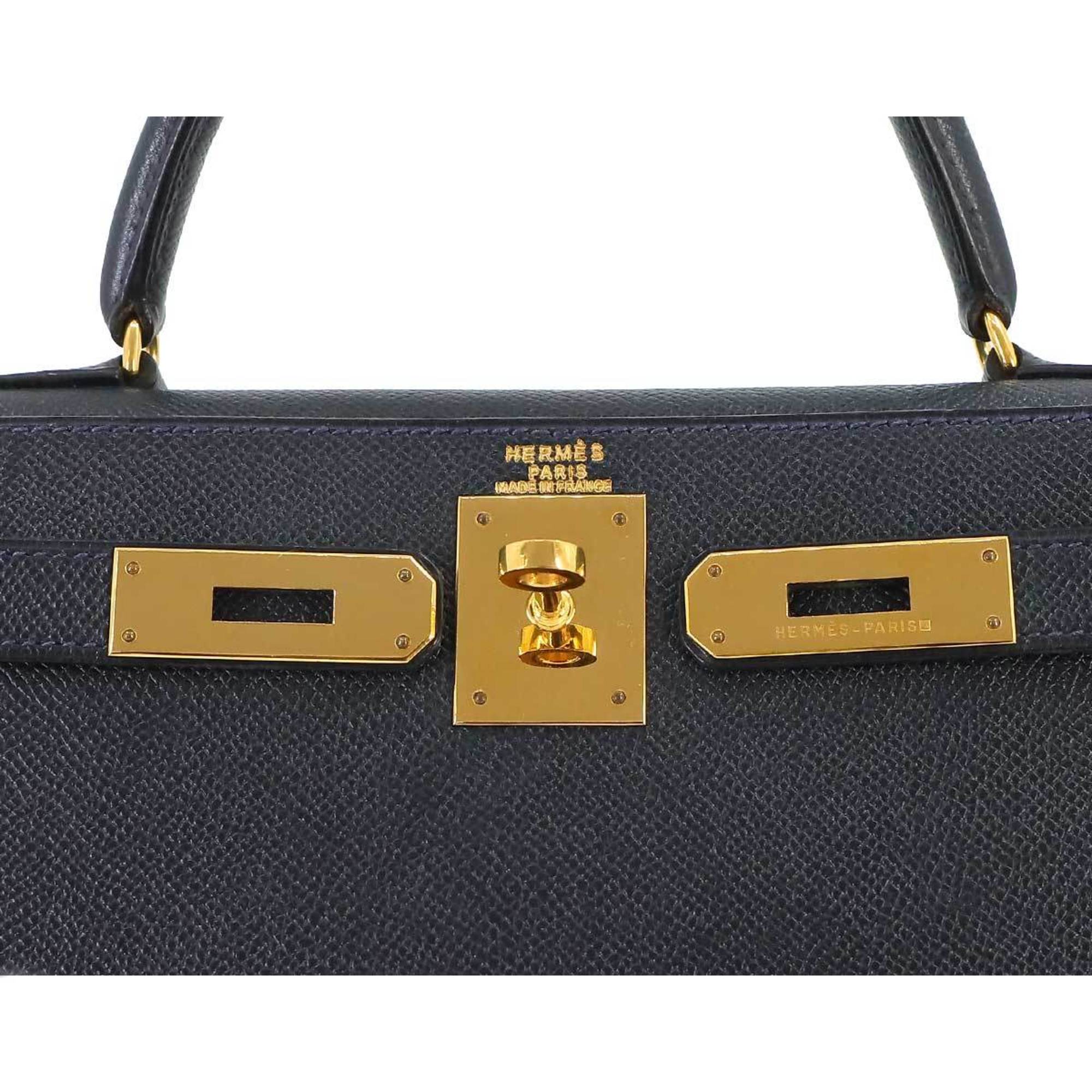 Hermes Kelly 28 2way hand shoulder bag, Cushvel Epsom, navy, 〇U engraved, outer stitching, gold hardware,