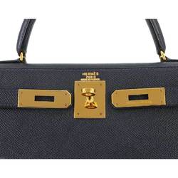 Hermes Kelly 28 2way hand shoulder bag, Cushvel Epsom, navy, 〇U engraved, outer stitching, gold hardware,