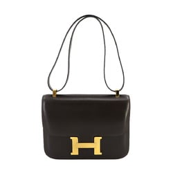 Hermes Constance 23 Shoulder Bag Boxcalf Leather Brown Gold Hardware