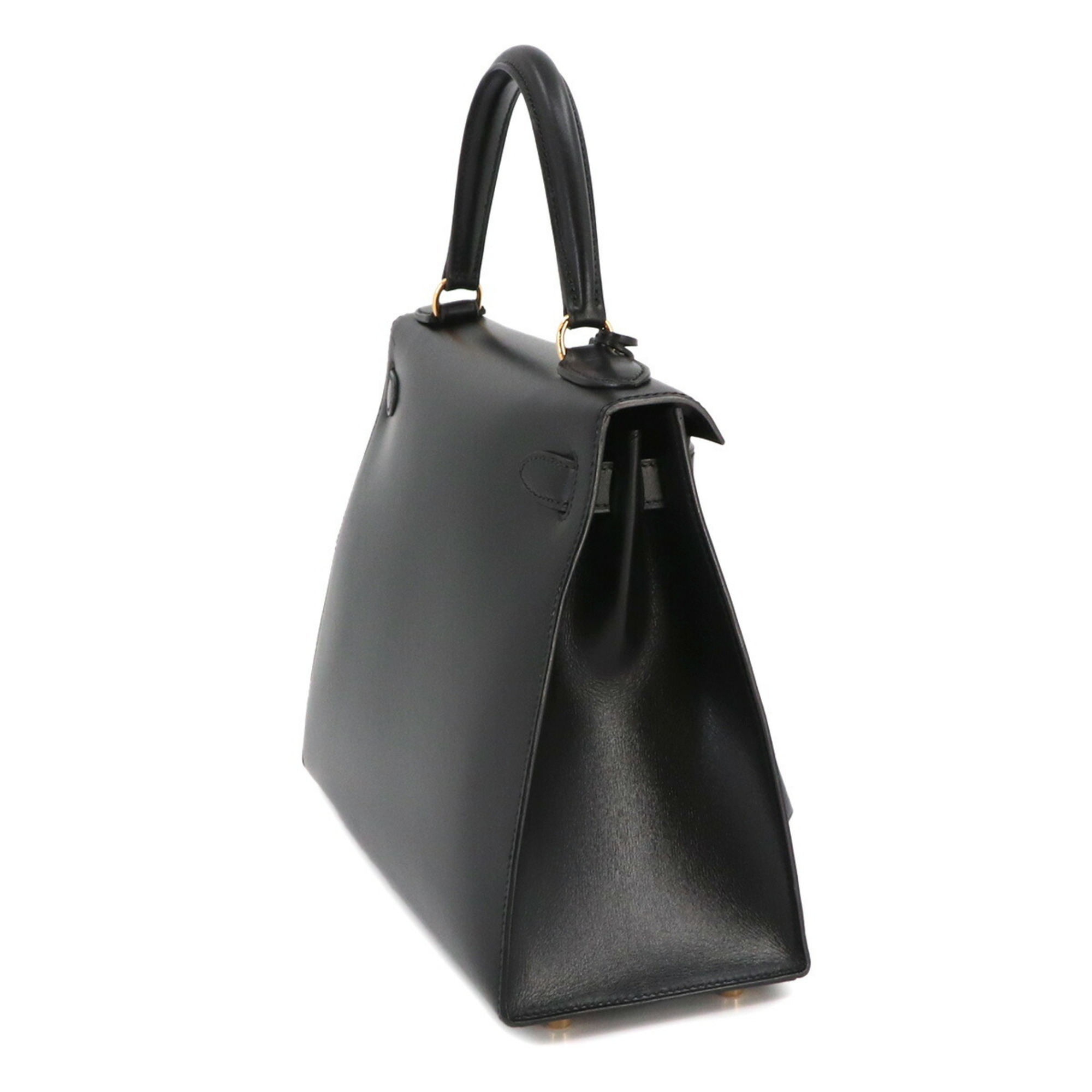 Hermes Kelly 28 2way hand shoulder bag, box calf leather, black, 〇Z engraved, outer stitching, gold hardware,