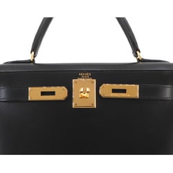 Hermes Kelly 28 2way hand shoulder bag, box calf leather, black, 〇Z engraved, outer stitching, gold hardware,
