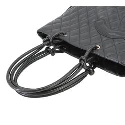 CHANEL Cambon Line Medium Leather Black A25167 Silver Hardware Bag