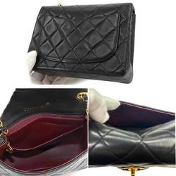CHANEL Matelasse Chain Shoulder Bag Leather Black A01115 Gold Metal Fittings Mini