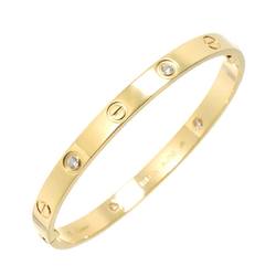 Cartier Love Bracelet Half Diamond 4P #17 K18 YG Yellow Gold 750 Bangle