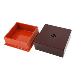Hermes HERMES Box Accessory Case Lacquer Wood Buffalo Horn Brown Orange