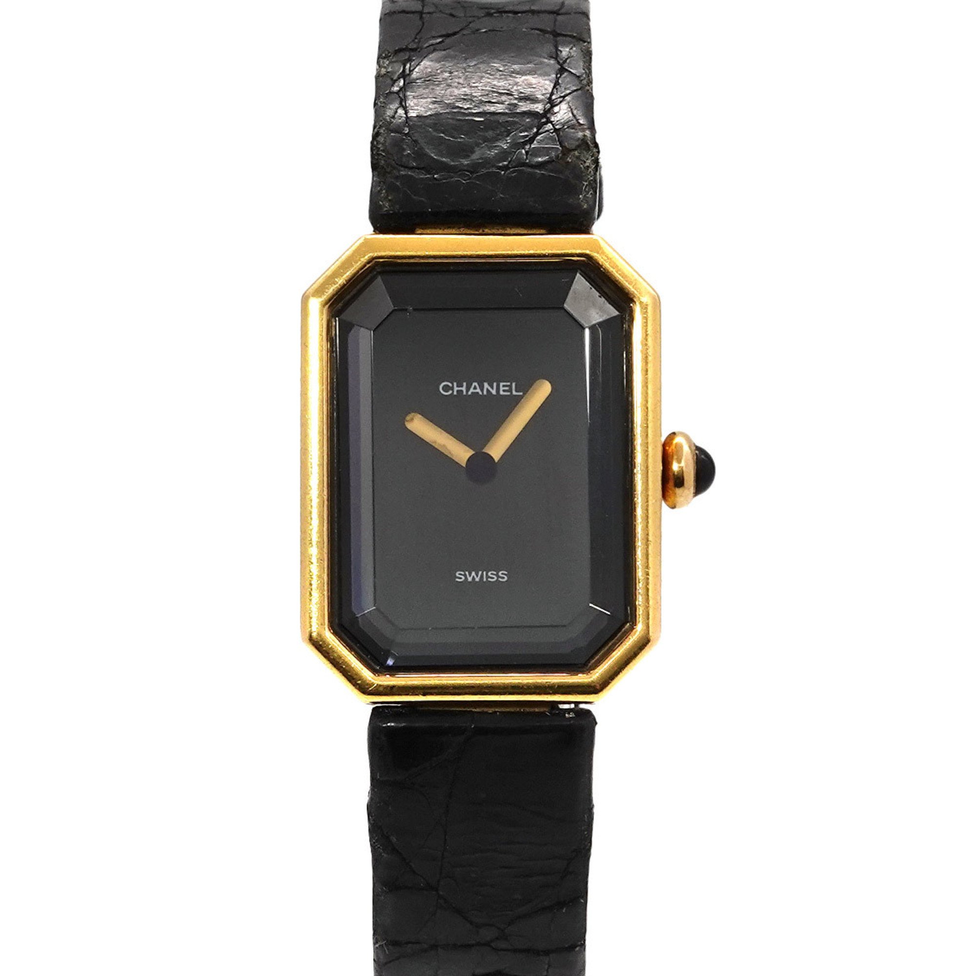 CHANEL Premiere H0090 Ladies Watch Black K18YG Yellow Gold Quartz