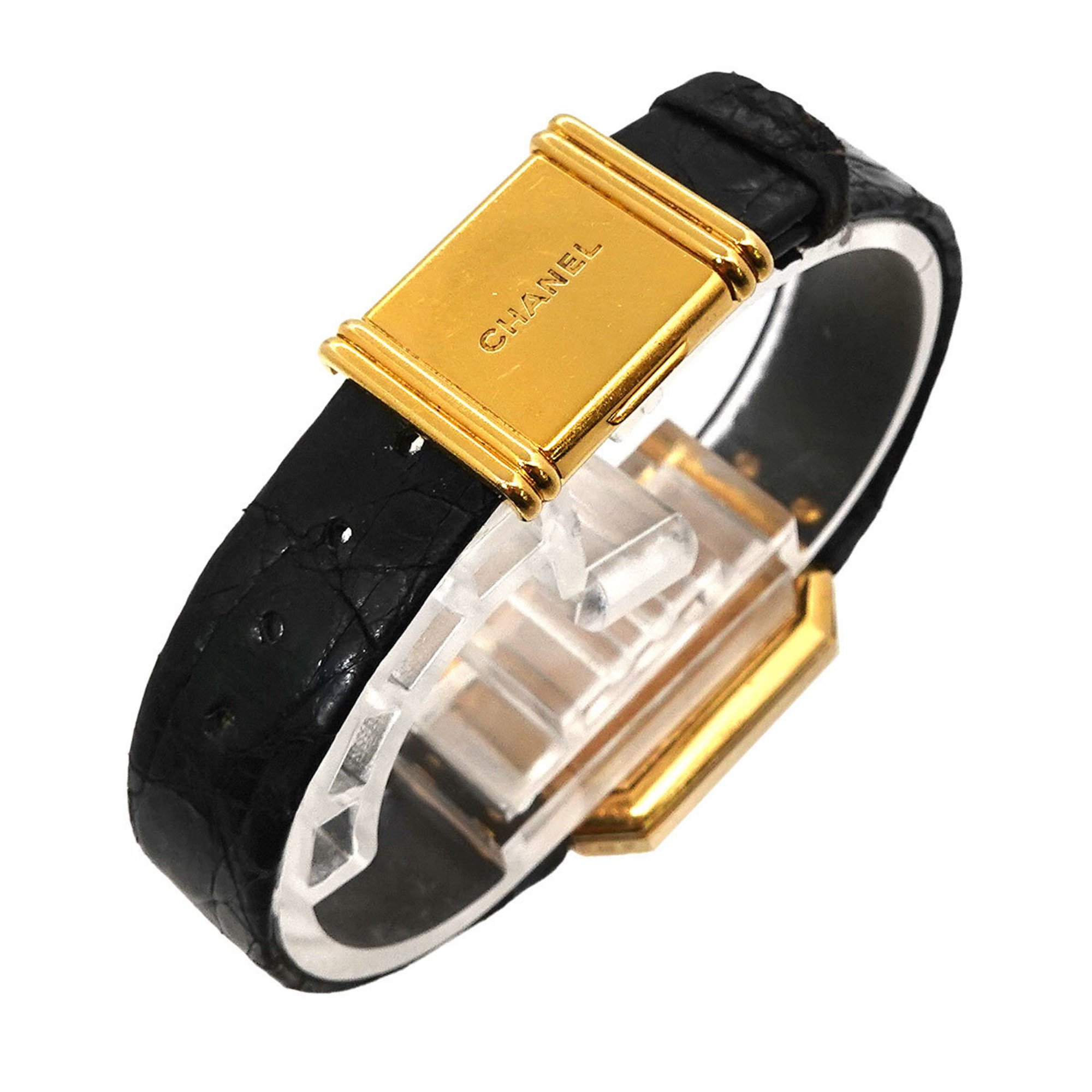 CHANEL Premiere H0090 Ladies Watch Black K18YG Yellow Gold Quartz