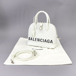 BALENCIAGA Ville Top Handle S 2way hand shoulder bag leather white black 550645