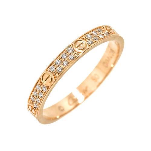 Cartier Love SM #50 Ring Full Pavé Diamond K18 PG Pink Gold 750 Mini ...