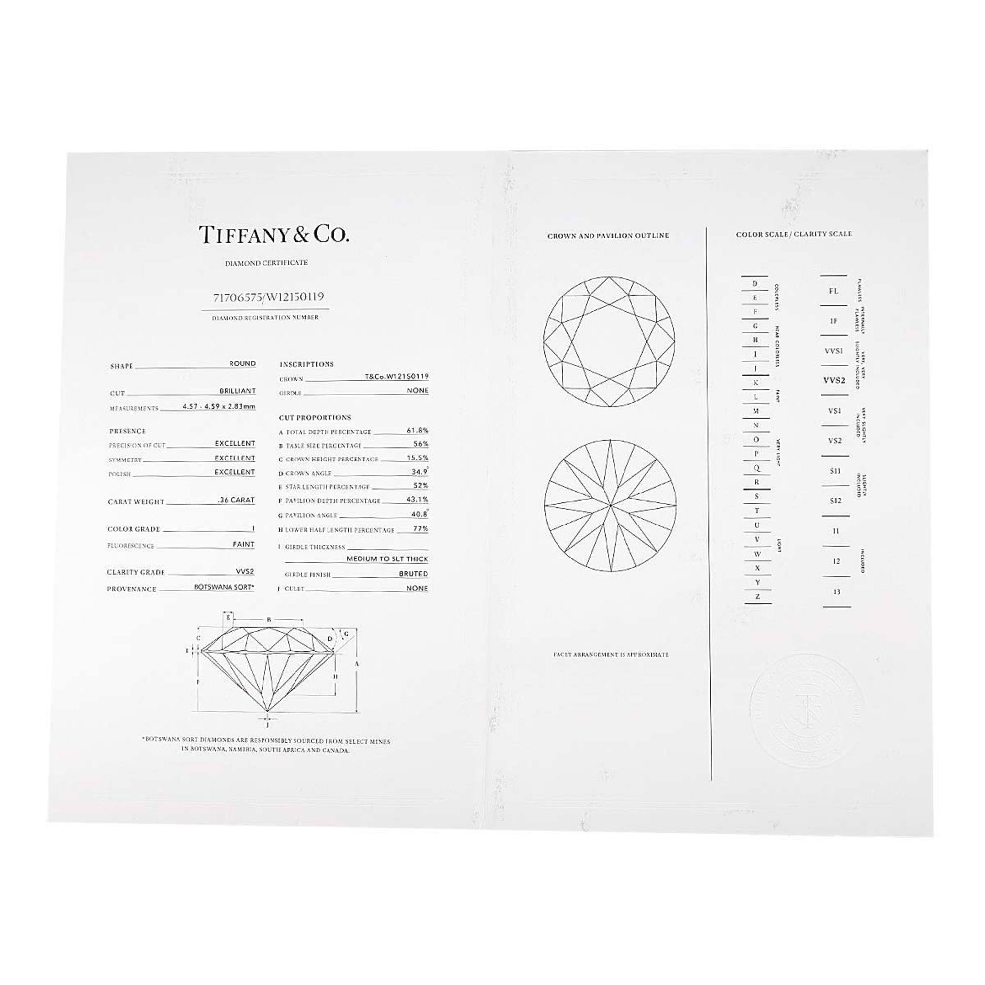 Tiffany & Co. Harmony Ring Diamond 0.36ct I VVS2 3EX Pt Platinum