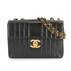 CHANEL Mademoiselle Chain Shoulder Bag Leather Black Gold Metal Fittings