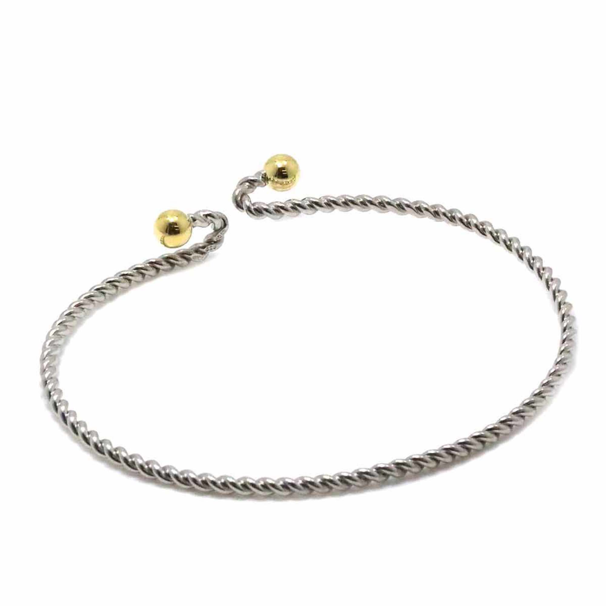 Tiffany & Co. Twisted Wire Bangle 17cm K18 YG Yellow Gold 750 SV Silver 925