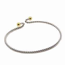 Tiffany & Co. Twisted Wire Bangle 17cm K18 YG Yellow Gold 750 SV Silver 925