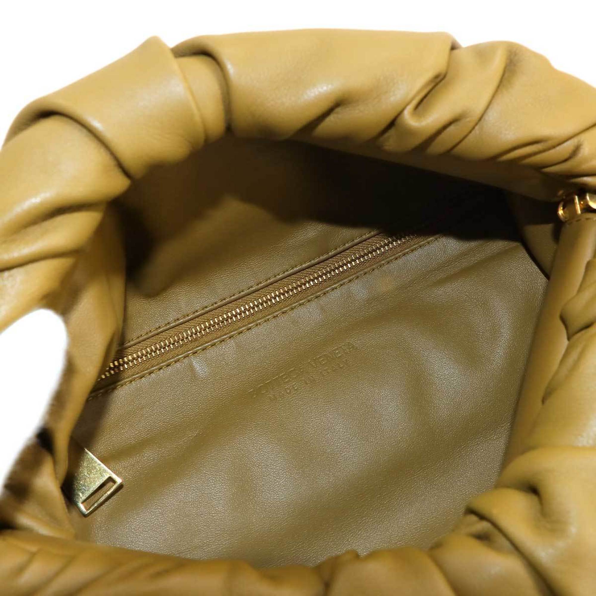 BOTTEGA VENETA The Body Pouch Shoulder Bag Leather Khaki 620954 Gold Hardware