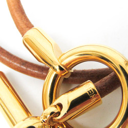 Hermes Glenan Choker Leather,Metal Bangle Brown,Gold