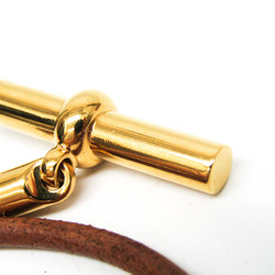 Hermes Glenan Choker Leather,Metal Bangle Brown,Gold