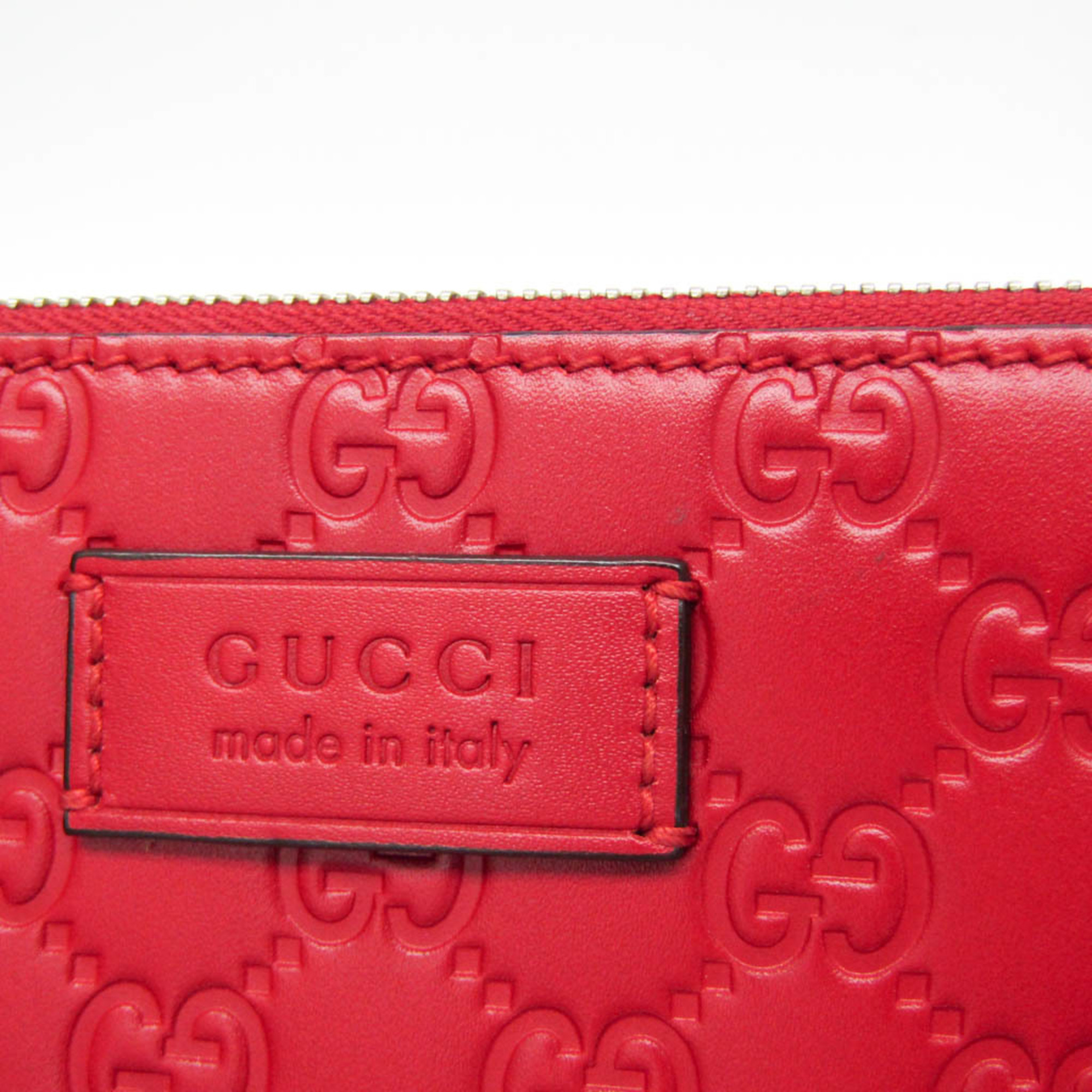 Gucci Guccissima 429004 Women's Leather Shoulder Bag Red Color