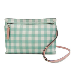 Loewe T Pouch Gingham Check Women's Leather Shoulder Bag Light Green,Light Pink,White