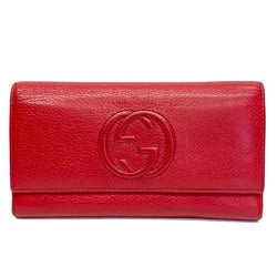 Gucci Soho Interlocking G 282414 Women's Leather Long Wallet (bi-fold) Red Color